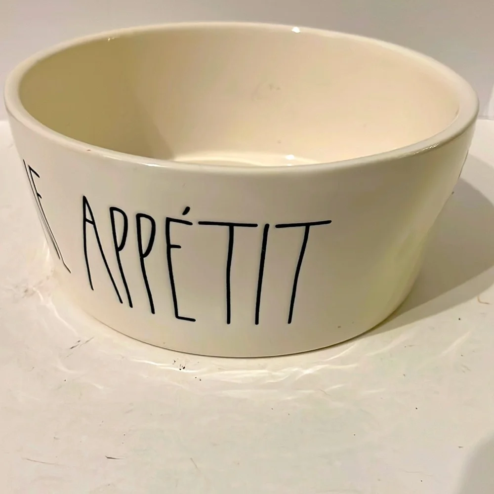 Rae Dunn Dog Bowl Bon Appetit 8” Across
